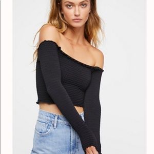 Free People ‘textured long sleeve crop’